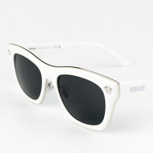 NEW Versace VE2272 314/87 White Dark Grey Square Women Sunglasses - Picture 6 of 11